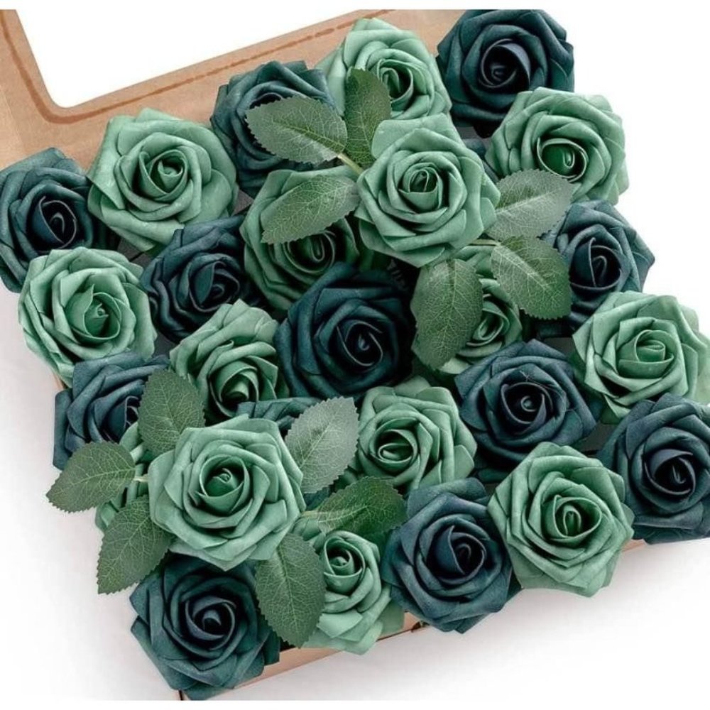25 Count | Shades of a Green Emerald Mint Wedding Flowers Bouquet Roses ~ New